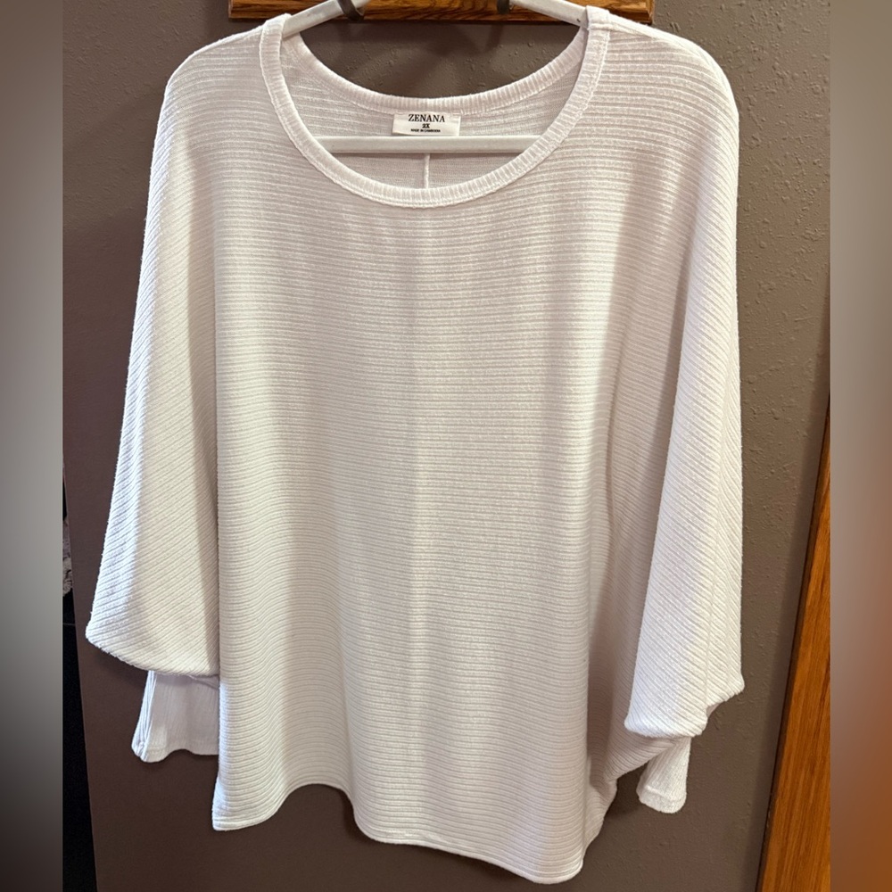 Zenana Soft White Knit Top